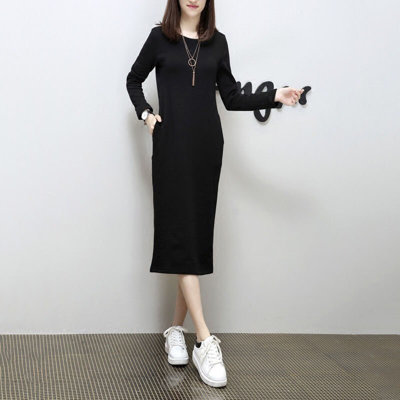 長款針織連衣裙